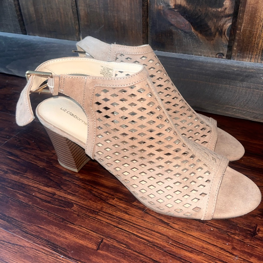 Women's Tan Peep-Toe Heeled Sandals